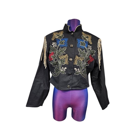 Vintage Southwest Canyon Embroidered Fringed Rockabilly Jean Jacket Size XL SF8 - Picture 11 of 11